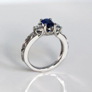 Noble Anillo Oval Royal Blue Gemstone Dainty Silver Ring for Women, VIP4…